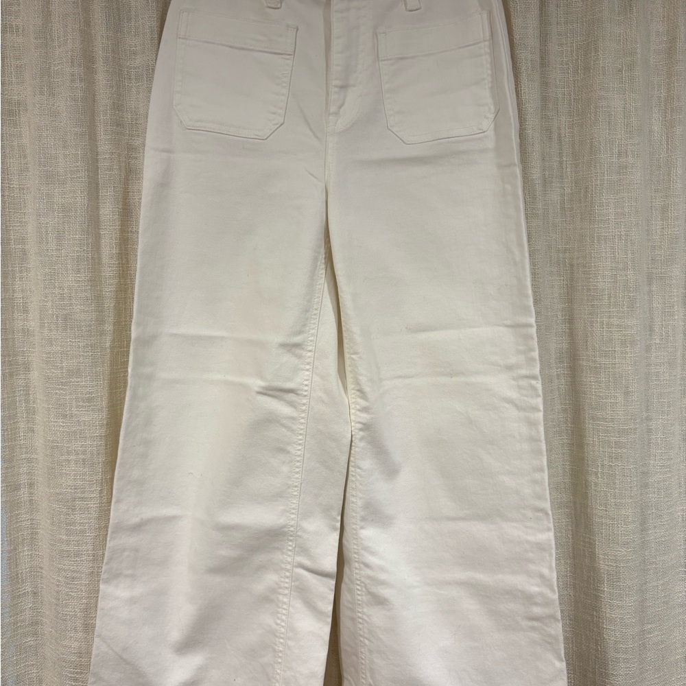 J. Crew Women's Ankle/Cropped Wide-Leg Jeans in Off-White